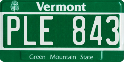 VT license plate PLE843