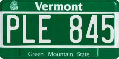 VT license plate PLE845