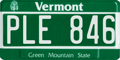 VT license plate PLE846
