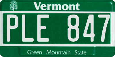 VT license plate PLE847
