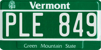 VT license plate PLE849