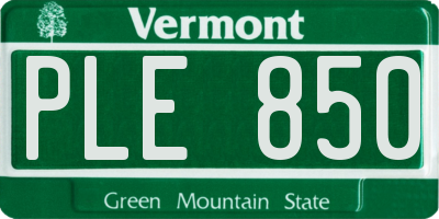VT license plate PLE850
