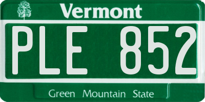 VT license plate PLE852