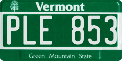 VT license plate PLE853