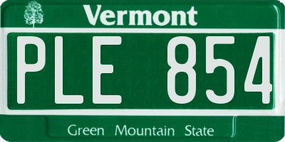 VT license plate PLE854