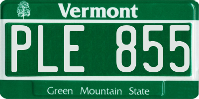 VT license plate PLE855