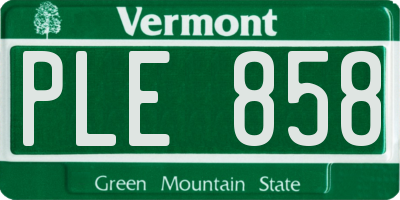 VT license plate PLE858