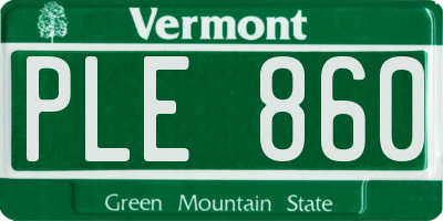 VT license plate PLE860