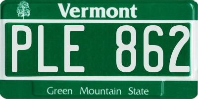 VT license plate PLE862