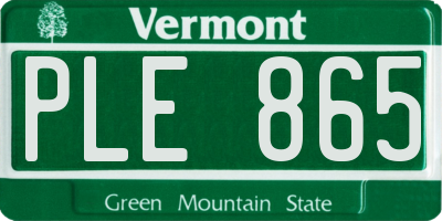 VT license plate PLE865
