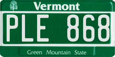 VT license plate PLE868