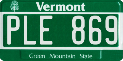 VT license plate PLE869