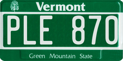 VT license plate PLE870