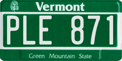 VT license plate PLE871
