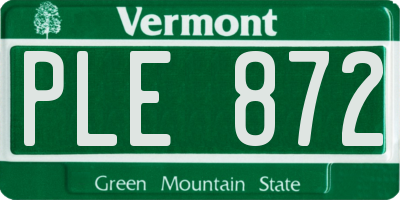 VT license plate PLE872