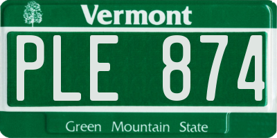 VT license plate PLE874