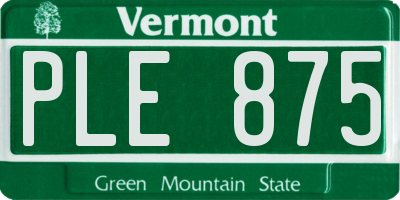 VT license plate PLE875