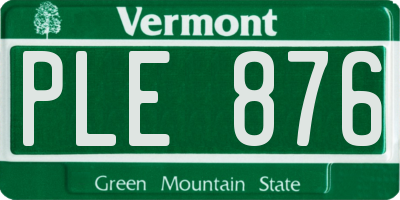 VT license plate PLE876