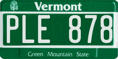 VT license plate PLE878