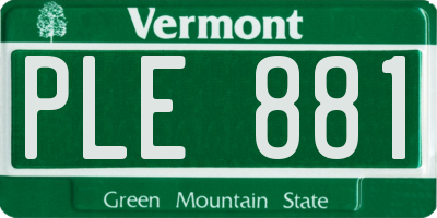 VT license plate PLE881