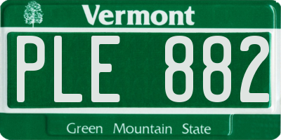 VT license plate PLE882