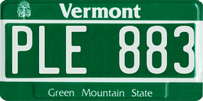 VT license plate PLE883