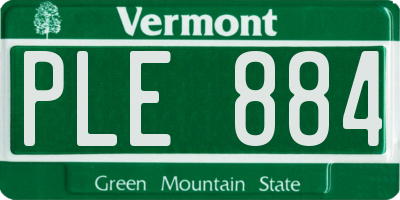 VT license plate PLE884