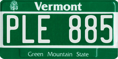 VT license plate PLE885