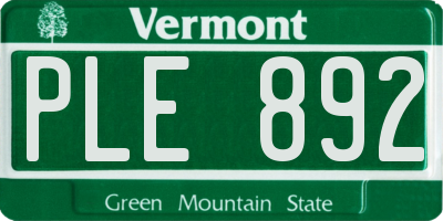 VT license plate PLE892