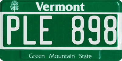 VT license plate PLE898