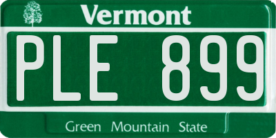 VT license plate PLE899