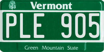 VT license plate PLE905