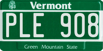 VT license plate PLE908