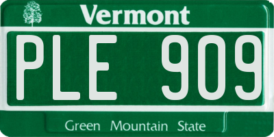 VT license plate PLE909