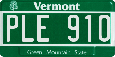 VT license plate PLE910