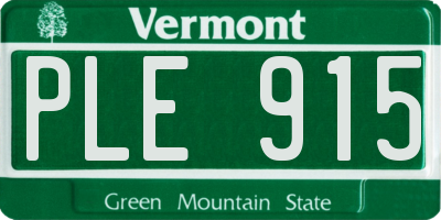 VT license plate PLE915