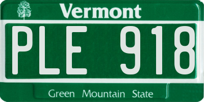 VT license plate PLE918