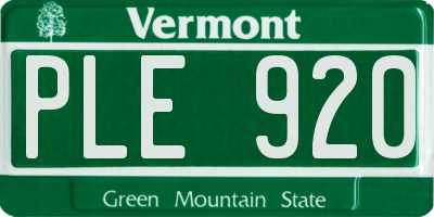 VT license plate PLE920