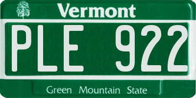 VT license plate PLE922