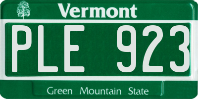 VT license plate PLE923