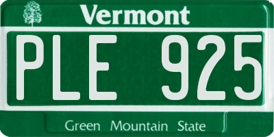 VT license plate PLE925