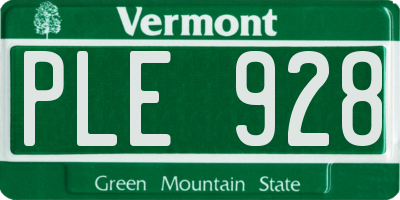VT license plate PLE928