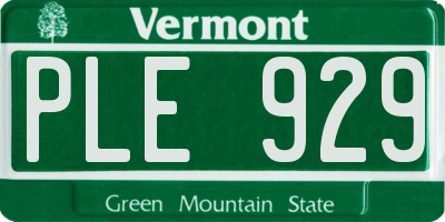 VT license plate PLE929