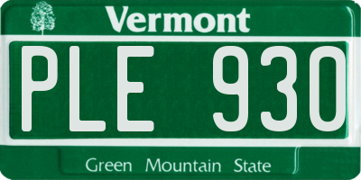 VT license plate PLE930