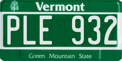 VT license plate PLE932
