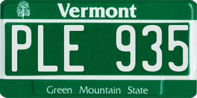 VT license plate PLE935