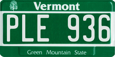 VT license plate PLE936