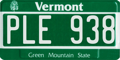 VT license plate PLE938