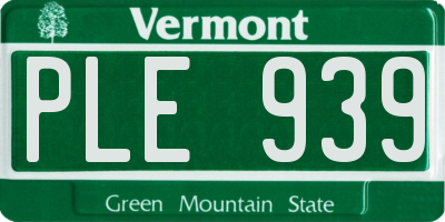 VT license plate PLE939