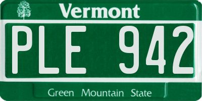 VT license plate PLE942